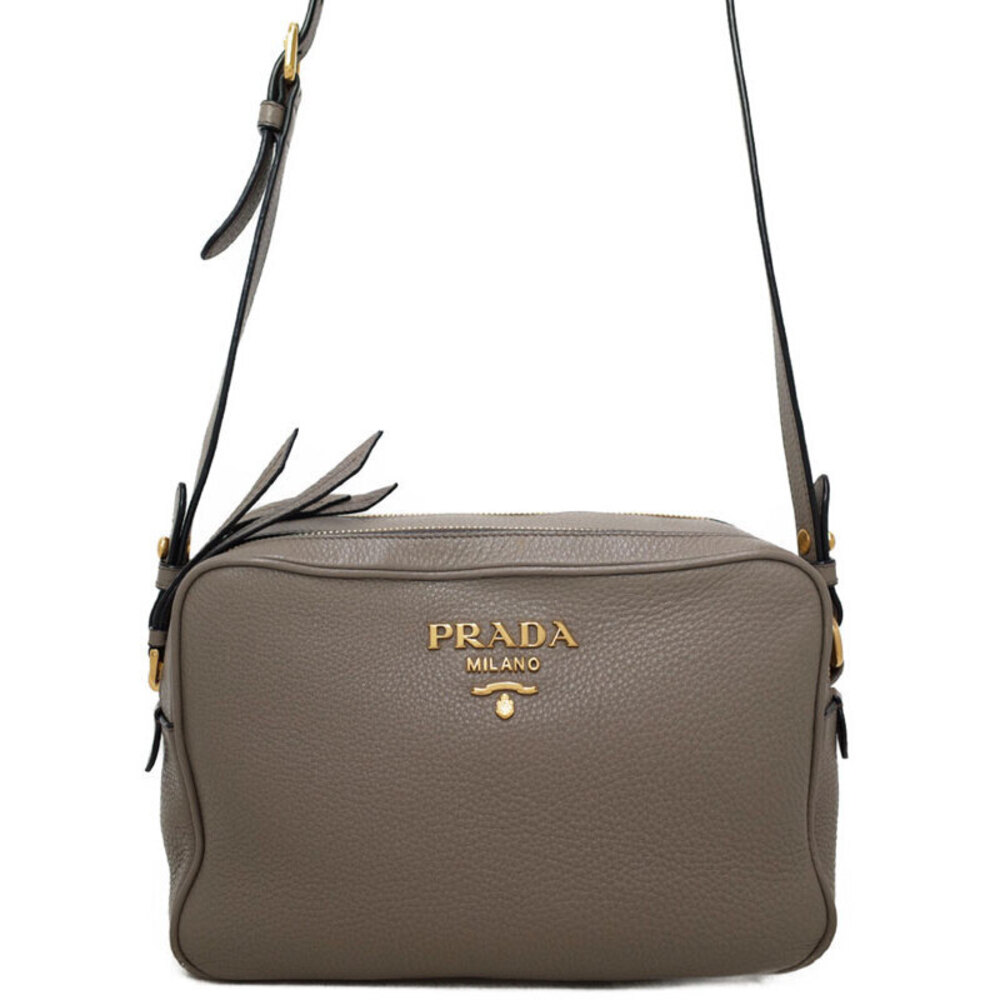 Prada Argilla Gray Vitello Phenix Leather Camera Bag